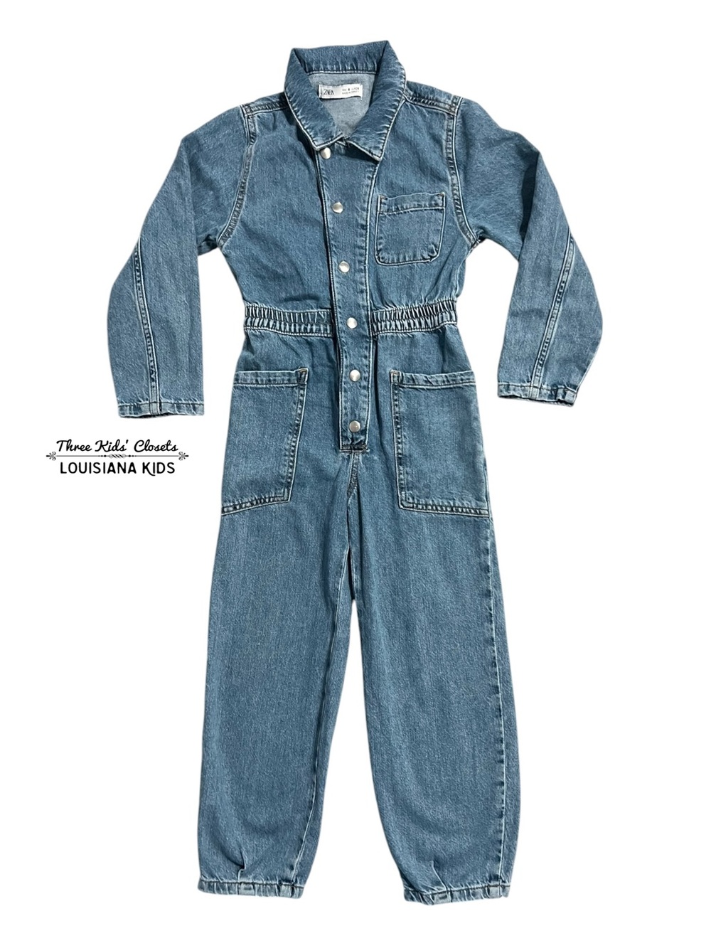 Zara 8Y Denim Utility Jumpsuit Romper